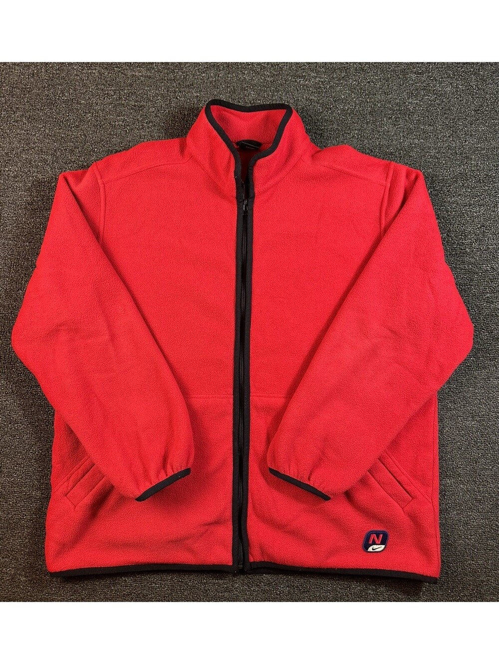 Vintage Nike 90s Y2K Solid Red Fleece Jacket Size M